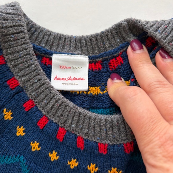 Hanna Andersson Charcoal Dress with Navy and Crimson Details - Picture 5 of 5